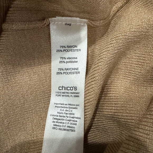 Chico’s NWT Rachel turtleneck basic layer camel sweater large - Picture 7 of 8